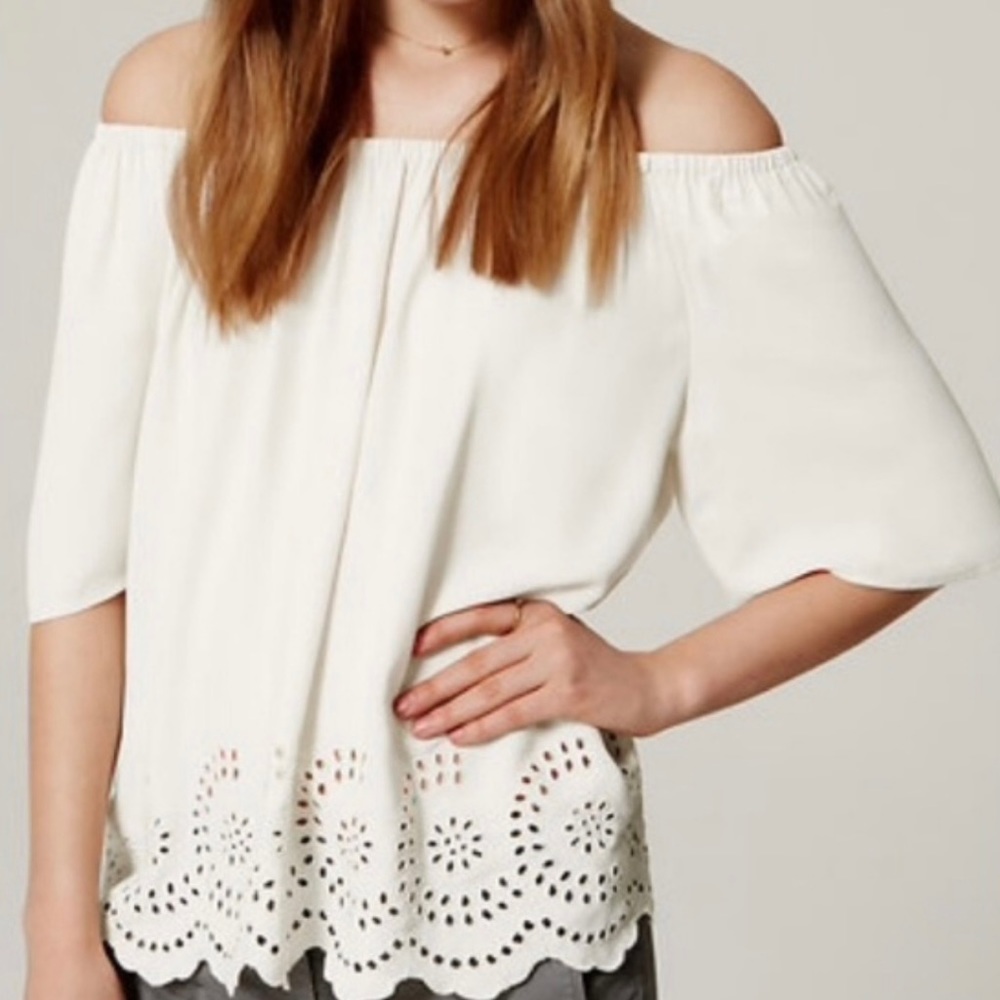 Ann Taylor LOFT Eyelet Off-the-shoulder top